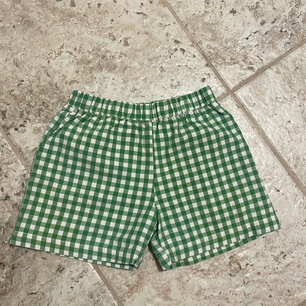 The Beaufort Bonnet Company Green Gingham Kids Shorts